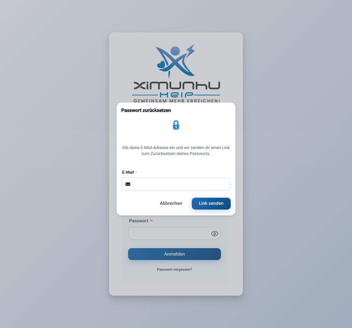 Konto erstellen & anmelden — Screenshot aus der deutschsprachigen Staging-App. Zum Vergrössern anklicken.